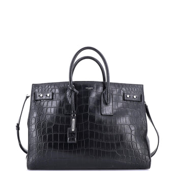 Saint Laurent Sac de Jour Souple Bag Crocodile Embossed Leather Large