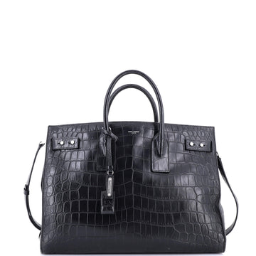 Saint Laurent Sac de Jour Souple Bag Crocodile Embossed Leather Large
