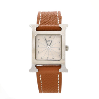 Hermes Heure H Quartz Watch Stainless Steel and Leather 21