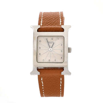 Hermes Heure H Quartz Watch Stainless Steel and Leather 21