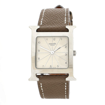 Hermes Heure H Quartz Watch Stainless Steel and Leather 26