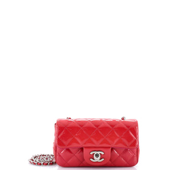 Chanel Classic Single Flap Bag Quilted Patent Extra Mini
