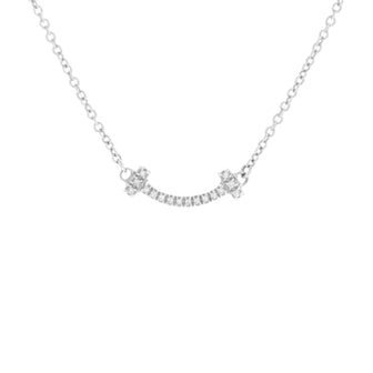 Tiffany & Co. T Smile Pendant Necklace 18K White Gold with Diamonds Mini