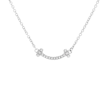 Tiffany & Co. T Smile Pendant Necklace 18K White Gold with Diamonds Mini