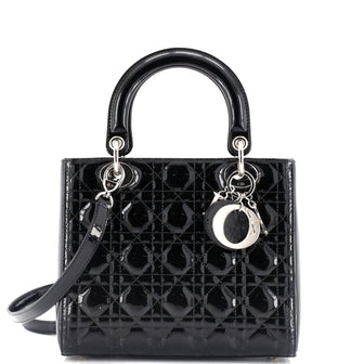Christian Dior Vintage Lady Dior Bag Cannage Quilt Patent Medium