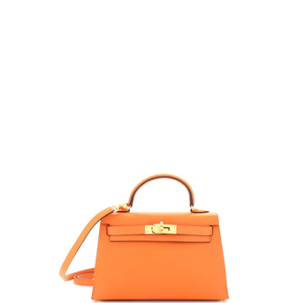 Hermes Kelly Mini II Bag Orange Epsom with Gold Hardware 20