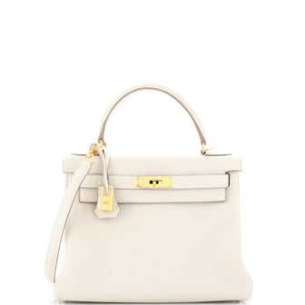 Hermes Kelly Handbag Light Clemence with Gold Hardware 28