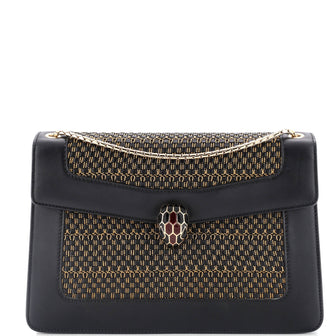 Bvlgari Serpenti Forever Shoulder Bag Embellished Leather Medium