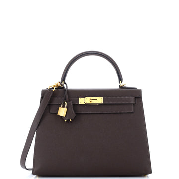 Hermes Kelly Handbag Brown Epsom with Gold Hardware 28