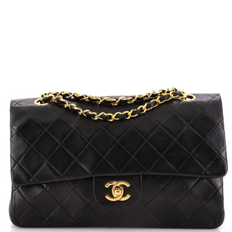 Chanel Vintage Classic Double Flap Bag Quilted Lambskin Medium