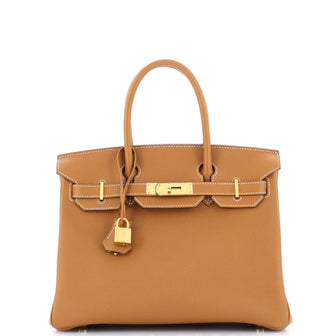 Hermes Birkin Handbag Brown Epsom with Gold Hardware 30