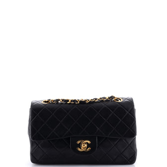 Chanel Vintage Classic Double Flap Bag Quilted Lambskin Small