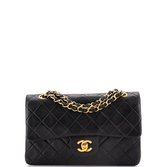 Chanel Vintage Classic Double Flap Bag Quilted Lambskin Small