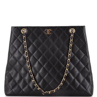 Chanel Vintage Chain Tote Quilted Caviar Large