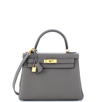 Hermes Kelly Handbag Grey Togo with Gold Hardware 28