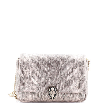 Bvlgari Serpenti Cabochon Shoulder Bag Diagonal Quilted Metallic Karung Small