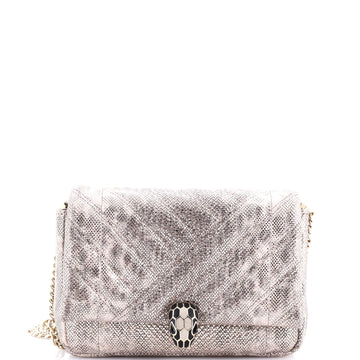 Bvlgari Serpenti Cabochon Shoulder Bag Diagonal Quilted Metallic Karung Small