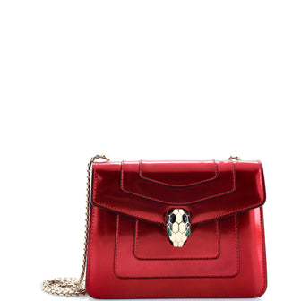 Bvlgari Serpenti Forever Square Shoulder Bag Metallic Leather Small