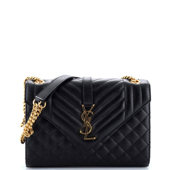 Saint Laurent Classic Monogram Envelope Satchel Mixed Matelasse Leather Medium