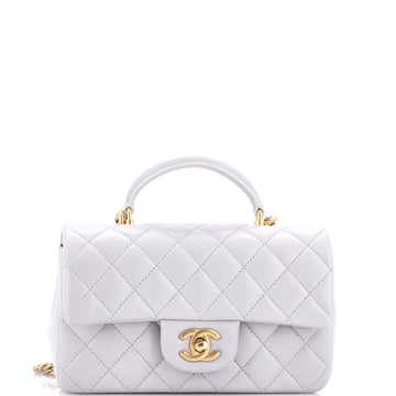 Chanel Classic Single Flap Top Handle Bag Quilted Lambskin Mini