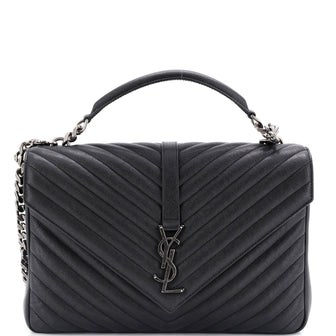 Saint Laurent Classic Monogram College Bag Matelasse Chevron Leather Large