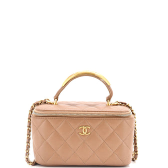 Chanel CC Top Handle Vanity Case with Chain Quilted Lambskin with Metal Small
