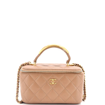 Chanel CC Top Handle Vanity Case with Chain Quilted Lambskin with Metal Small