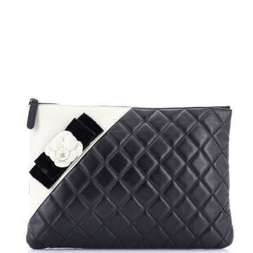 Chanel Camellia O Case Clutch Quilted Lambskin Medium