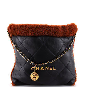 Chanel 22 Chain Hobo Quilted Lambskin with Shearling Small