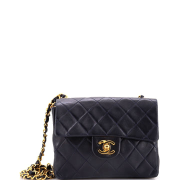 Chanel Vintage Square Classic Single Flap Bag Quilted Lambskin Mini