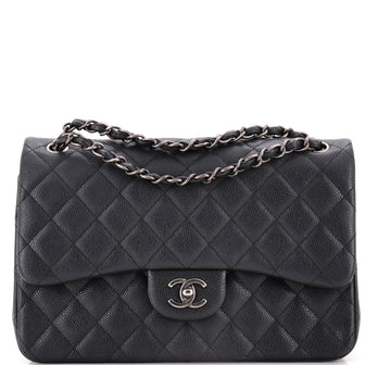 Chanel Classic Double Flap Bag Quilted Caviar Jumbo