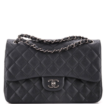 Chanel Classic Double Flap Bag Quilted Caviar Jumbo