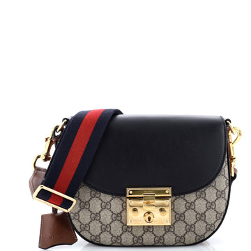 Gucci Padlock Saddle Shoulder Bag GG Coated Canvas and Leather Medium