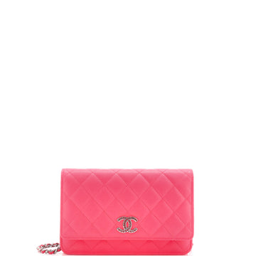 Chanel Crystal Woven CC Wallet on Chain Quilted Caviar