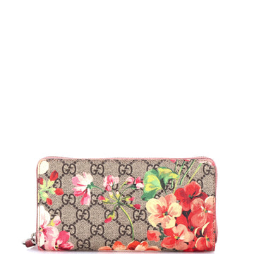Gucci Zip Around Wallet Blooms Print GG Coated Canvas