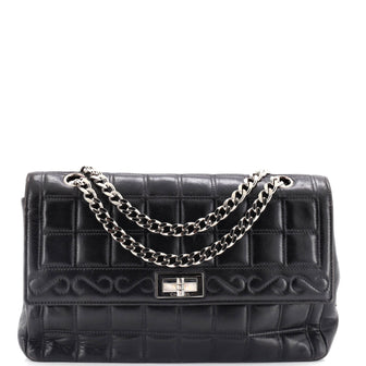 Chanel Vintage Chocolate Bar Mademoiselle Chain Flap Bag Quilted Leather Medium