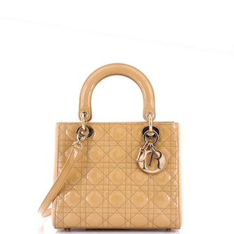 Christian Dior Lady Dior Bag Cannage Quilt Patent Medium