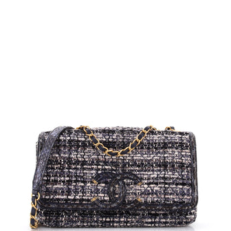 Chanel Filigree Flap Bag Quilted Tweed with Snakeskin Medium