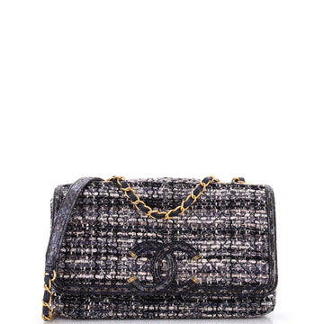 Chanel Filigree Flap Bag Quilted Tweed with Snakeskin Medium