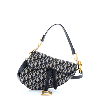 Christian Dior Saddle Handbag with Strap Oblique Canvas Medium