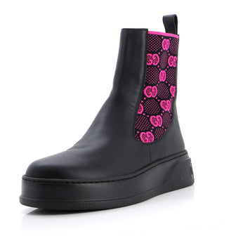 Gucci Women's Chunky B Chelsea Boots Leather with GG Elastic