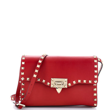 Valentino Garavani Rockstud Flip Lock Flap Bag Leather Medium