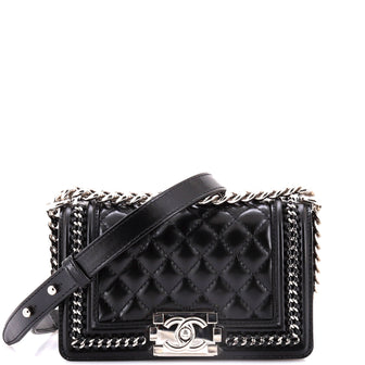 Chanel Boy Flap Bag Quilted Calfskin with Chain Detail Small