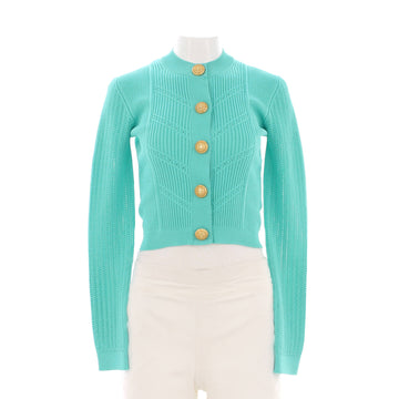 Balmain Women's Crew Neck Button Up Cardigan Viscose and Polyester Blend