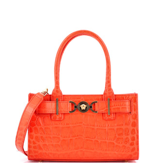 Versace Medusa 95 Tote Crocodile Embossed Leather Small