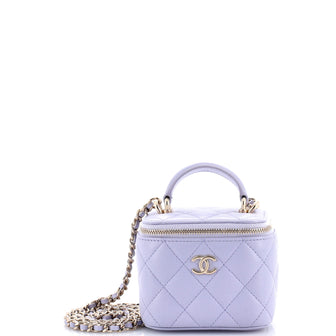 Chanel Classic Top Handle Vanity Case with Chain Quilted Lambskin Mini