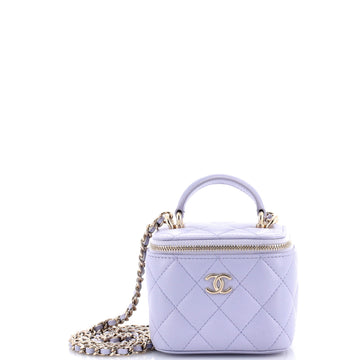 Chanel Classic Top Handle Vanity Case with Chain Quilted Lambskin Mini