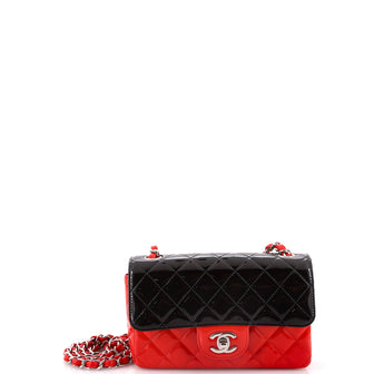 Chanel Bicolor Classic Single Flap Bag Quilted Patent Mini