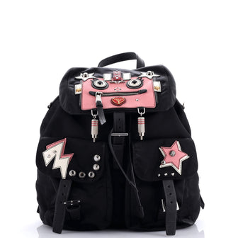 Prada Robot Double Front Pocket Backpack Tessuto Medium