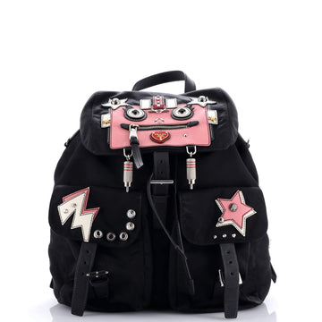 Prada Robot Double Front Pocket Backpack Tessuto Medium